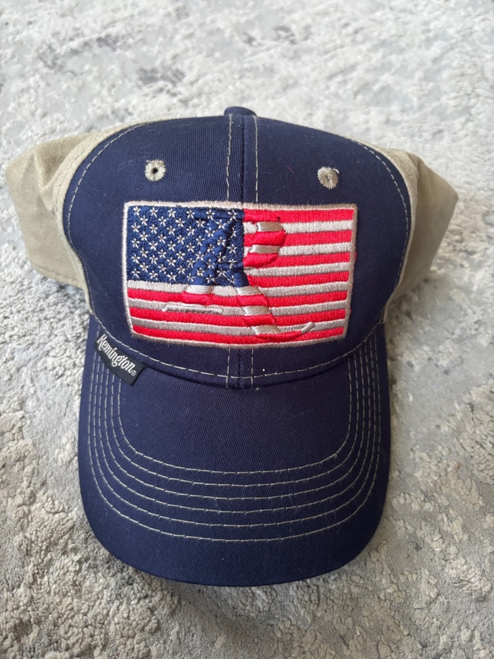 Remington Navy and Tan Baseball Cap with Embroidered American Flag